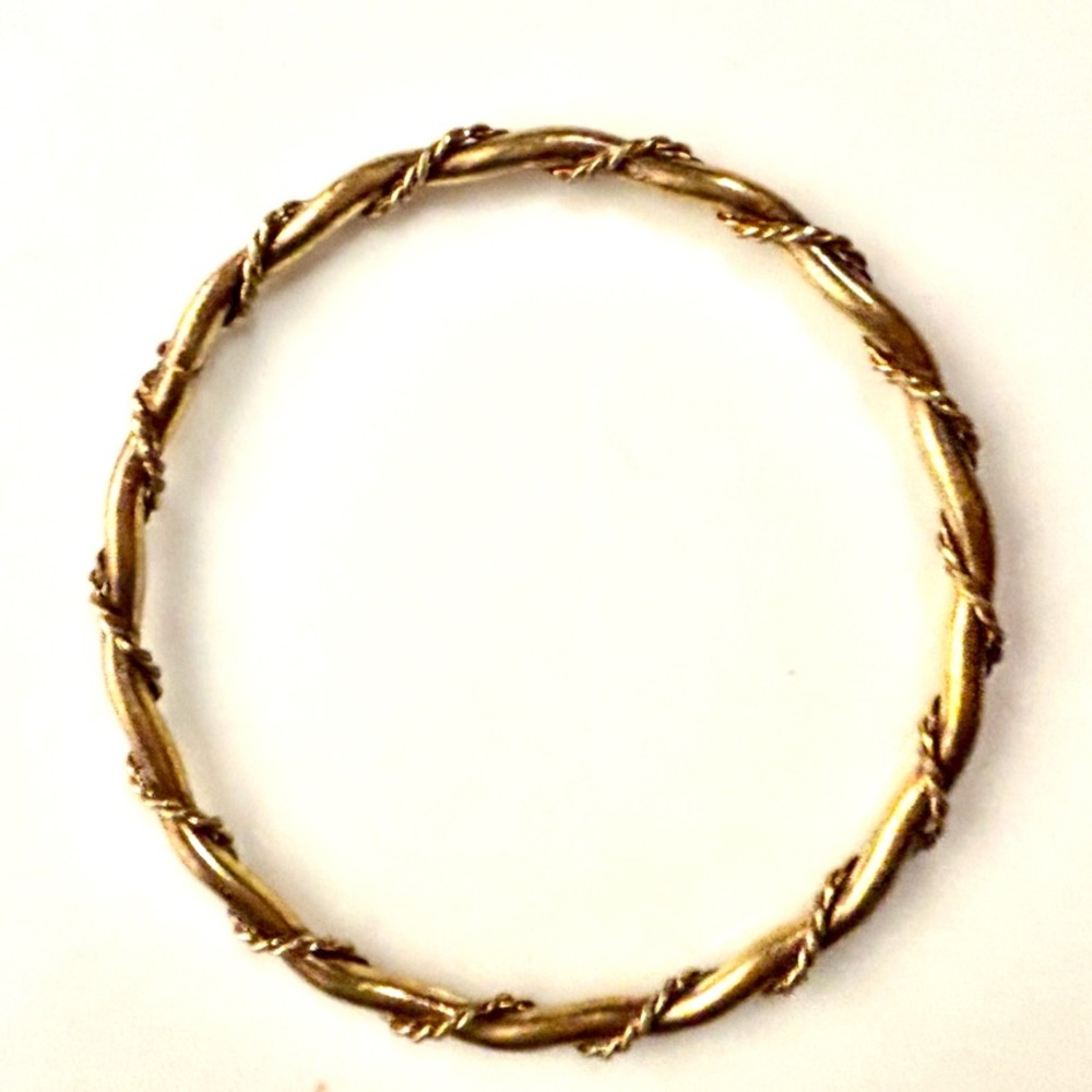Gold Brass Twisted Bangle Bracelet Large